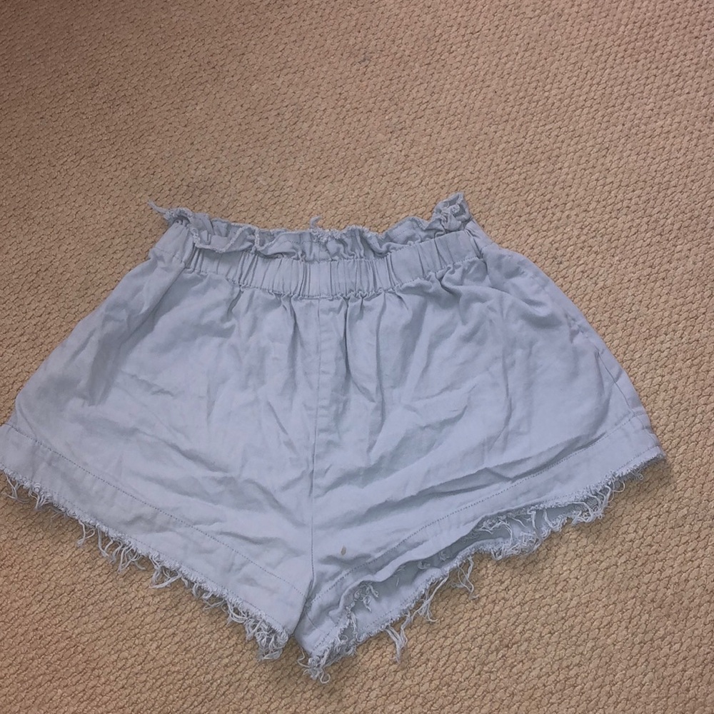 Blue trash bag shorts